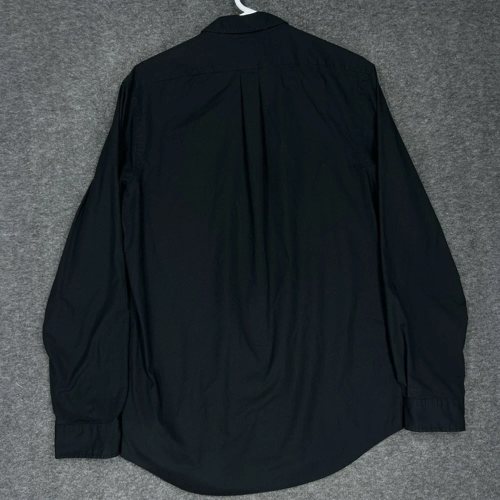 Polo Ralph Lauren Shirt Mens L Black Solid Slim fit Stretch Poplin Preppy